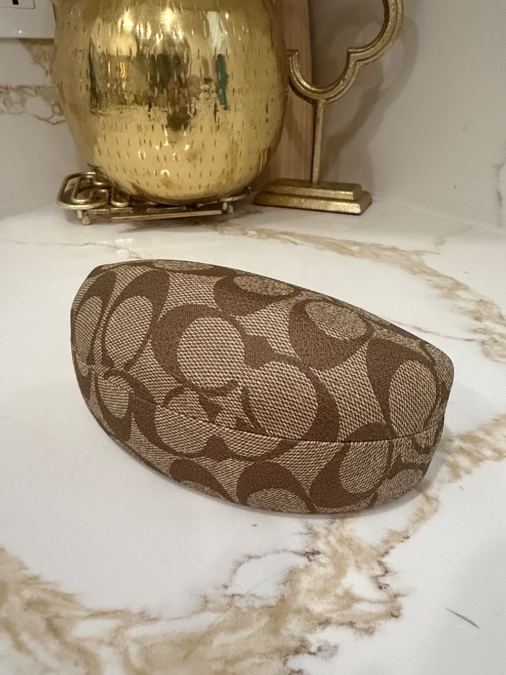 Coach Brown Signature Monogram Eyeglass Case